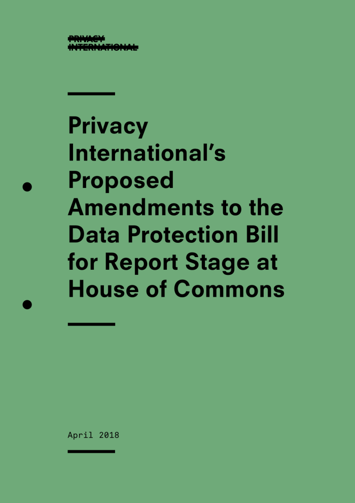 Privacy International’s Proposed Amendments to the Data Protection Bill